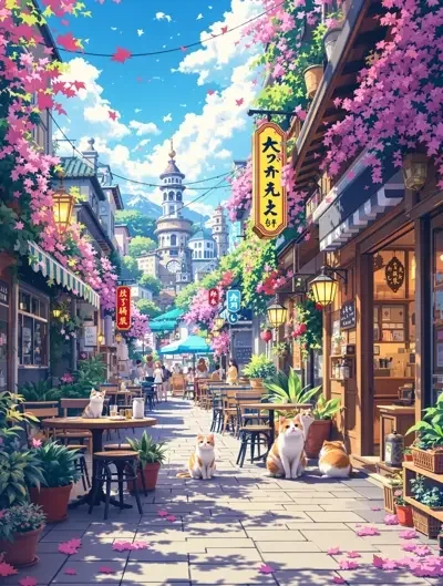 猫咪咖啡屋 治愈系 高清海报